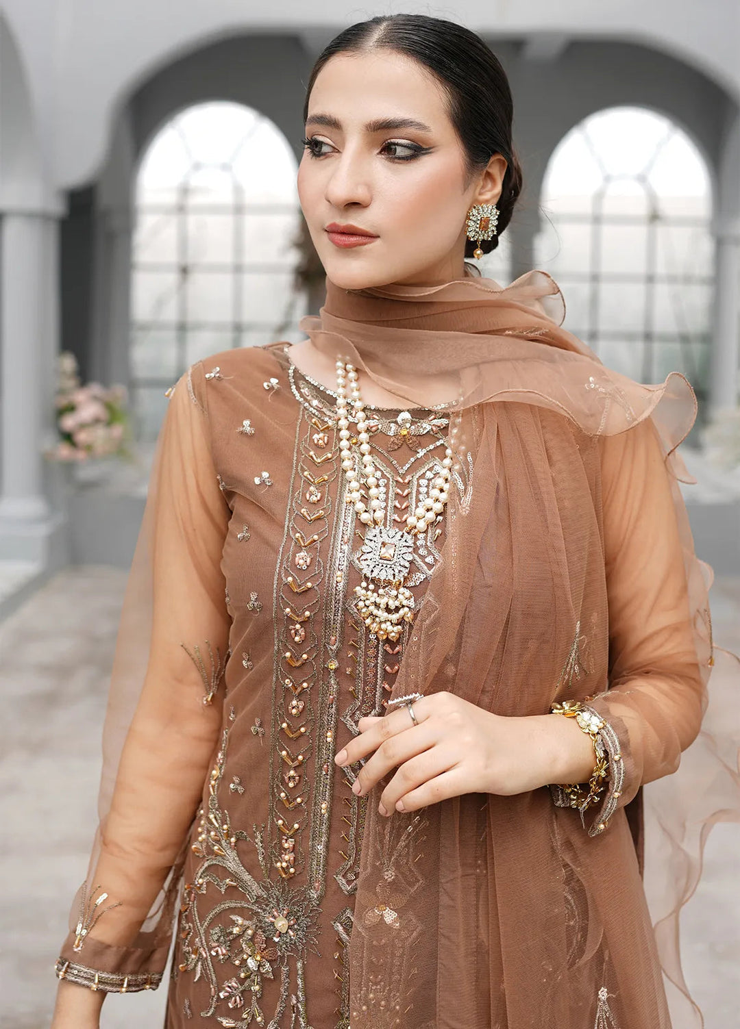 Layout Pret Embroidered Net 4 Piece Suit Regine