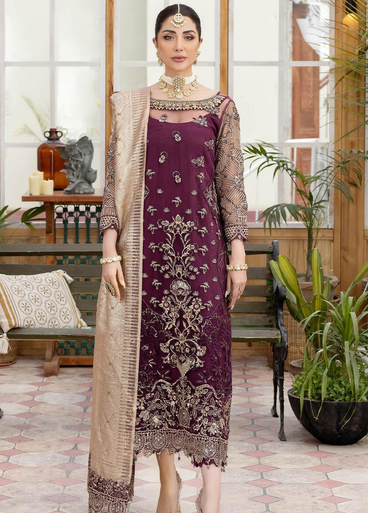 Le Etincelle By Imrozia Premium Embroidered Net Suits Unstitched 3 Piece IMP23LE I-175 Martina - Luxury Formal Collection