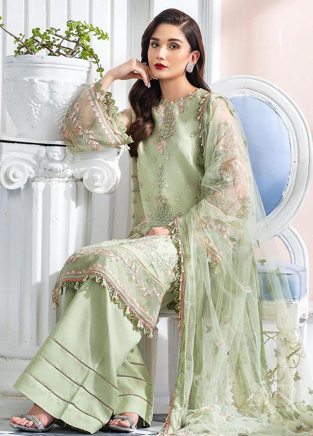 Lehriya By Meeral Embroidered Net Suits Unstitched 3 Piece MRL24L Calina - Formal Collection