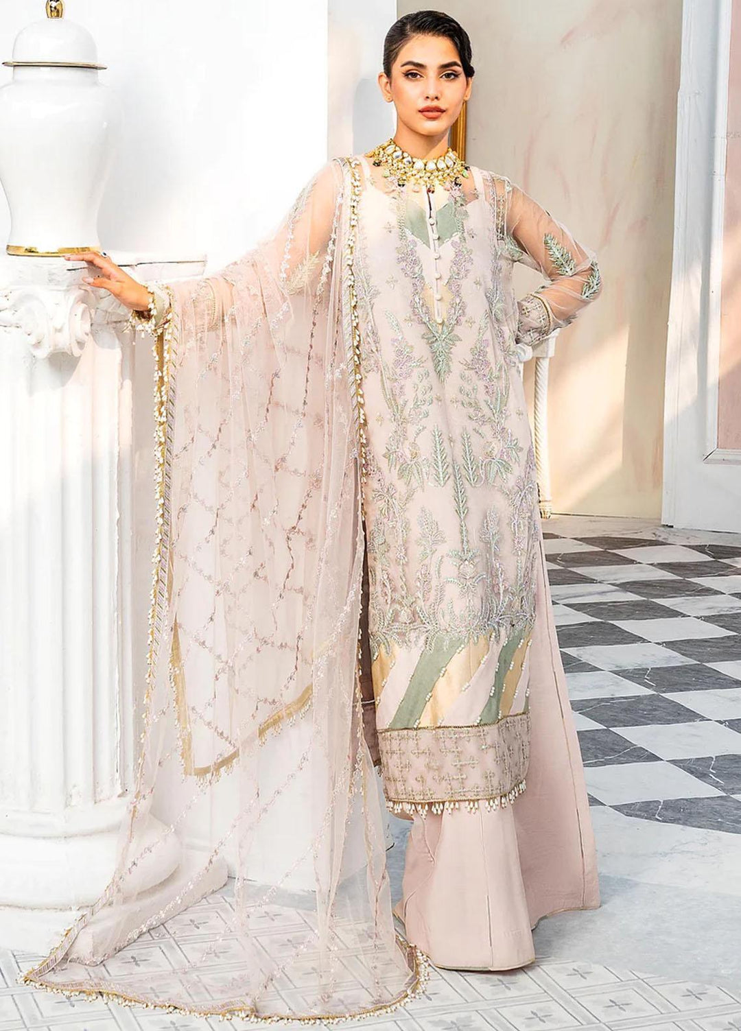 Lehriya By Meeral Embroidered Net Suits Unstitched 3 Piece MRL24L Nur - Formal Collection