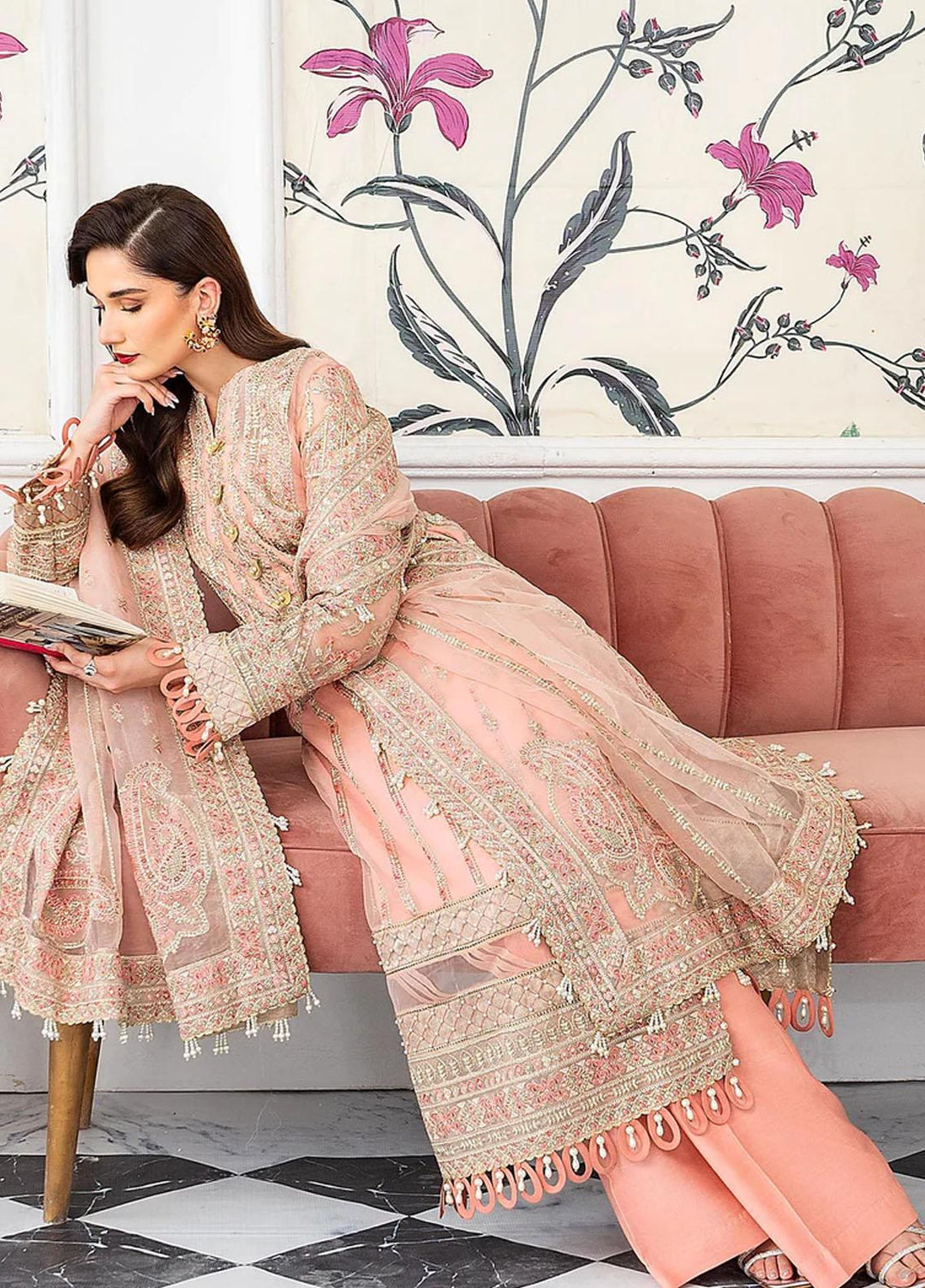Lehriya By Meeral Embroidered Organza Suits Unstitched 3 Piece MRL24L Taneez - Formal Collection