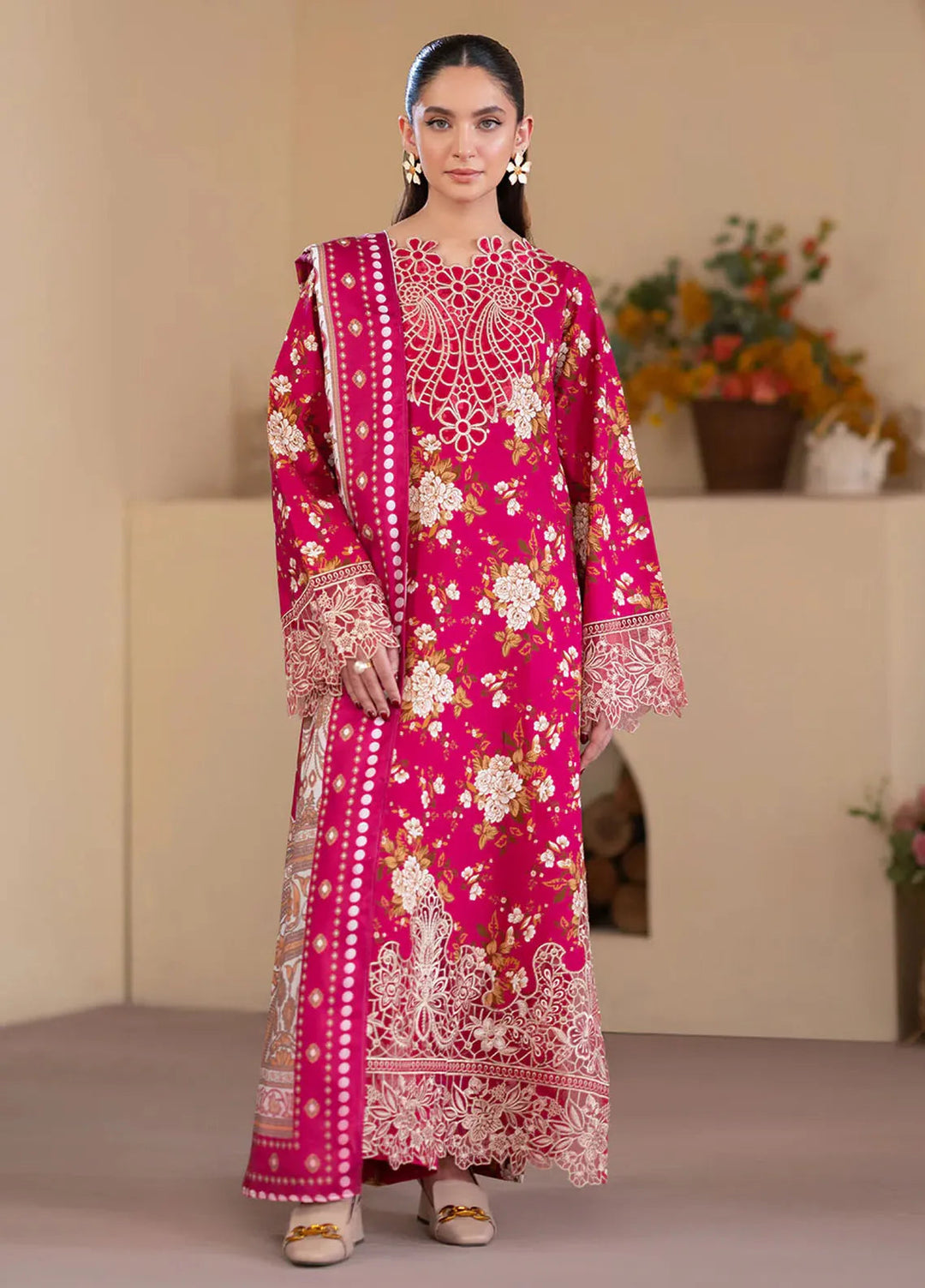 Leila by Mahnur Embroidered Khaddar Suit Unstitched 3 Piece MN24L Camellia - Winter Collection