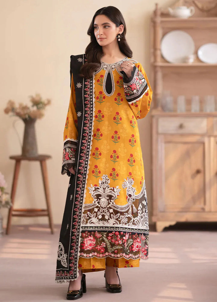 Leila by Mahnur Embroidered Khaddar Suit Unstitched 3 Piece MN24L Marigold - Winter Collection