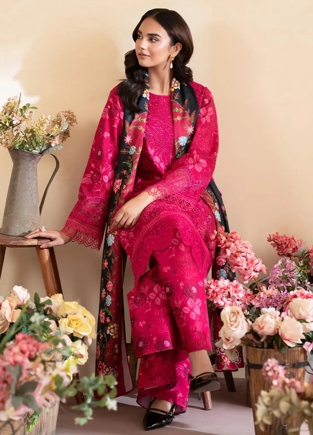 Leila by Mahnur Embroidered Khaddar Suit Unstitched 3 Piece MN24L Petunia - Winter Collection