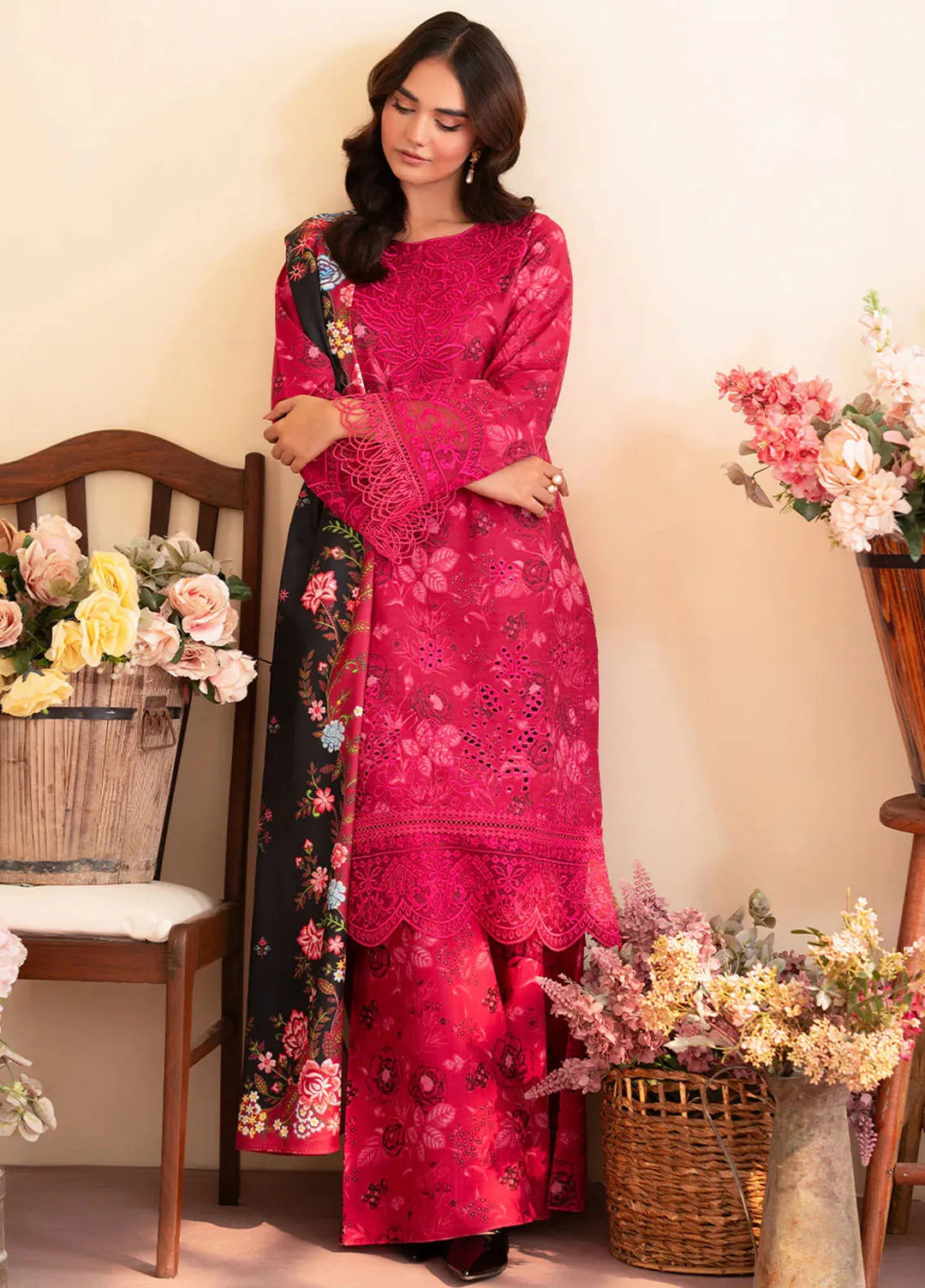 Leila by Mahnur Embroidered Khaddar Suit Unstitched 3 Piece MN24L Petunia - Winter Collection