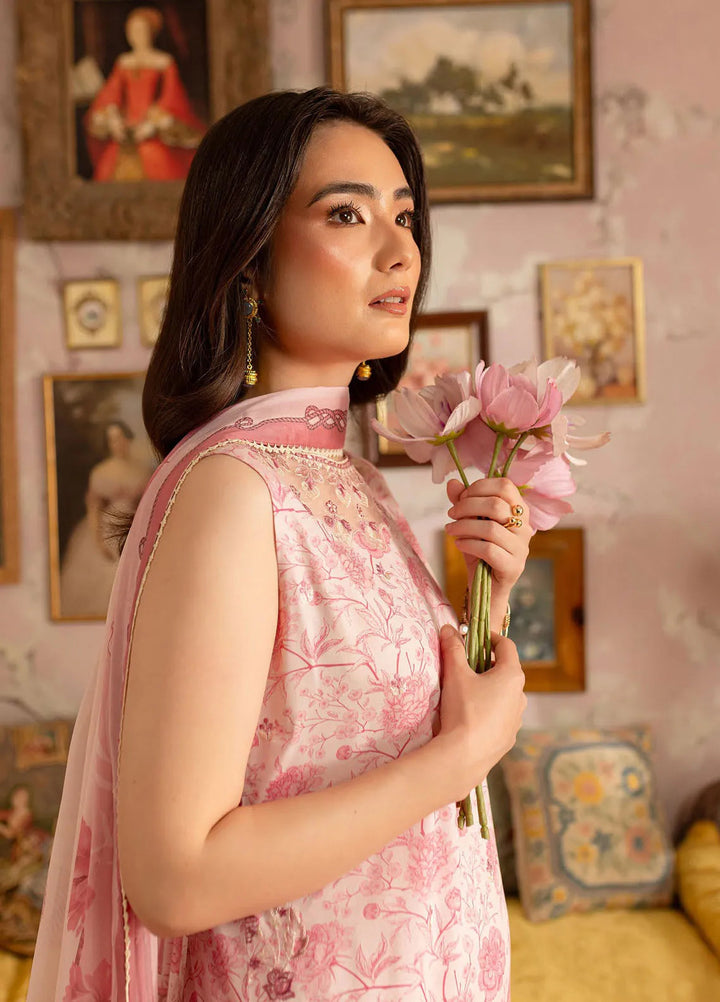 Leila by Mahnur Embroidered Lawn Suits Unstitched 3 Piece MN24LP D-01 Fuschia - Summer Collection