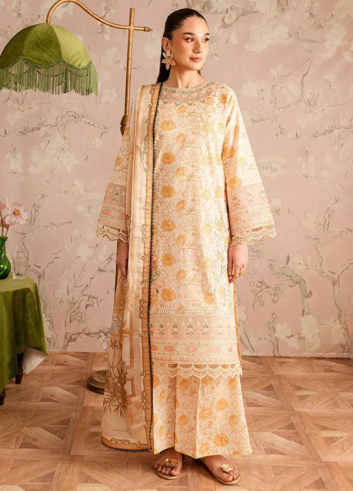 Leila by Mahnur Embroidered Lawn Suits Unstitched 3 Piece MN24LP D-02 Mandarin - Summer Collection