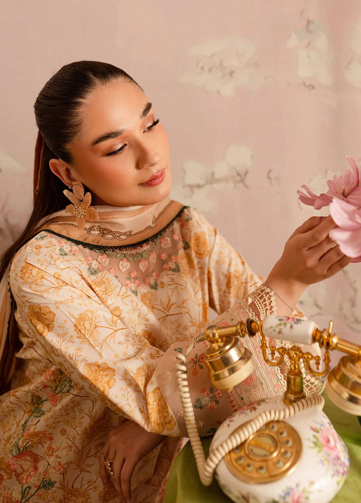 Leila by Mahnur Embroidered Lawn Suits Unstitched 3 Piece MN24LP D-02 Mandarin - Summer Collection