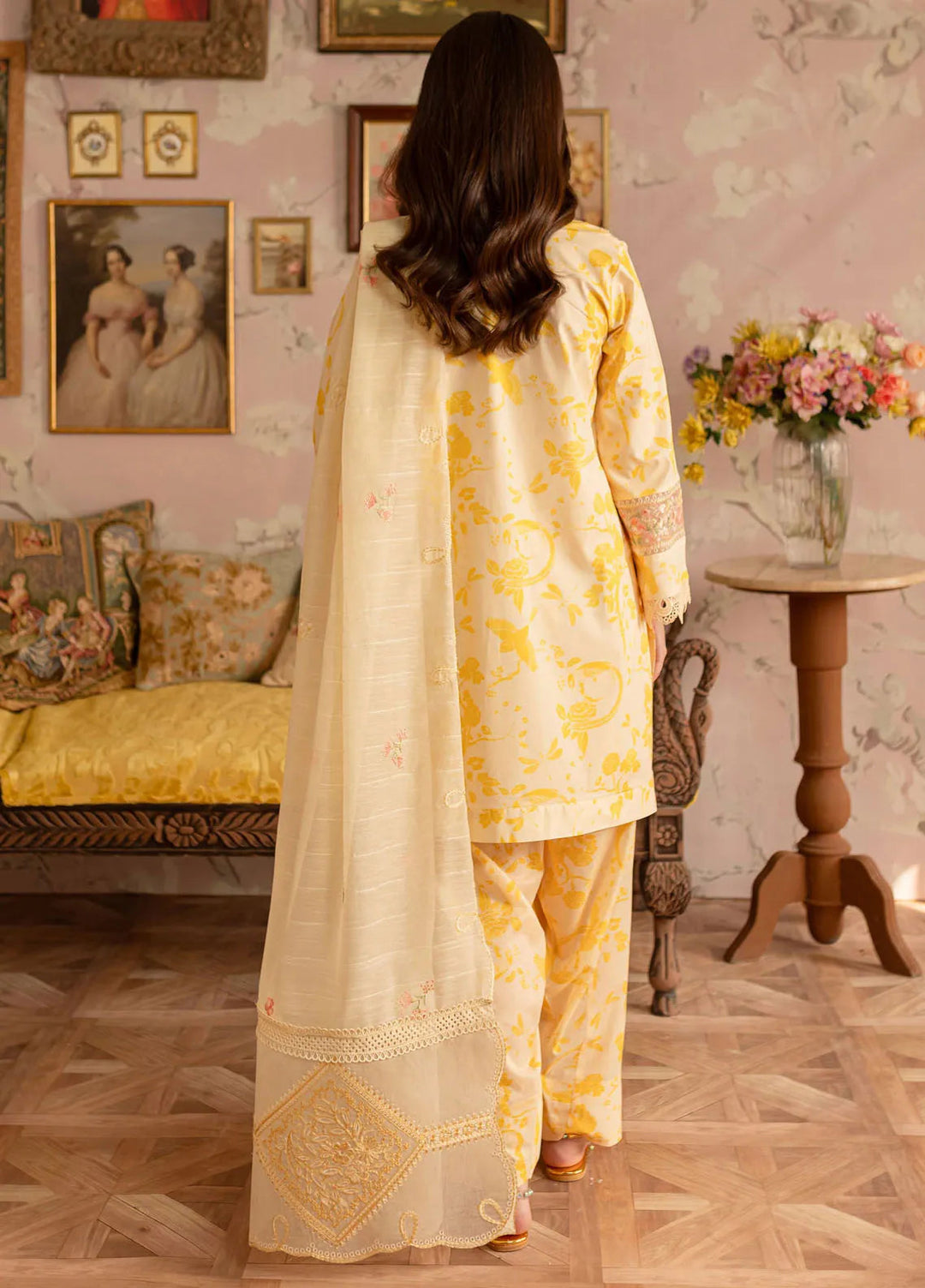 Leila by Mahnur Embroidered Lawn Suits Unstitched 3 Piece MN24LP D-03 Butter Cup - Summer Collection