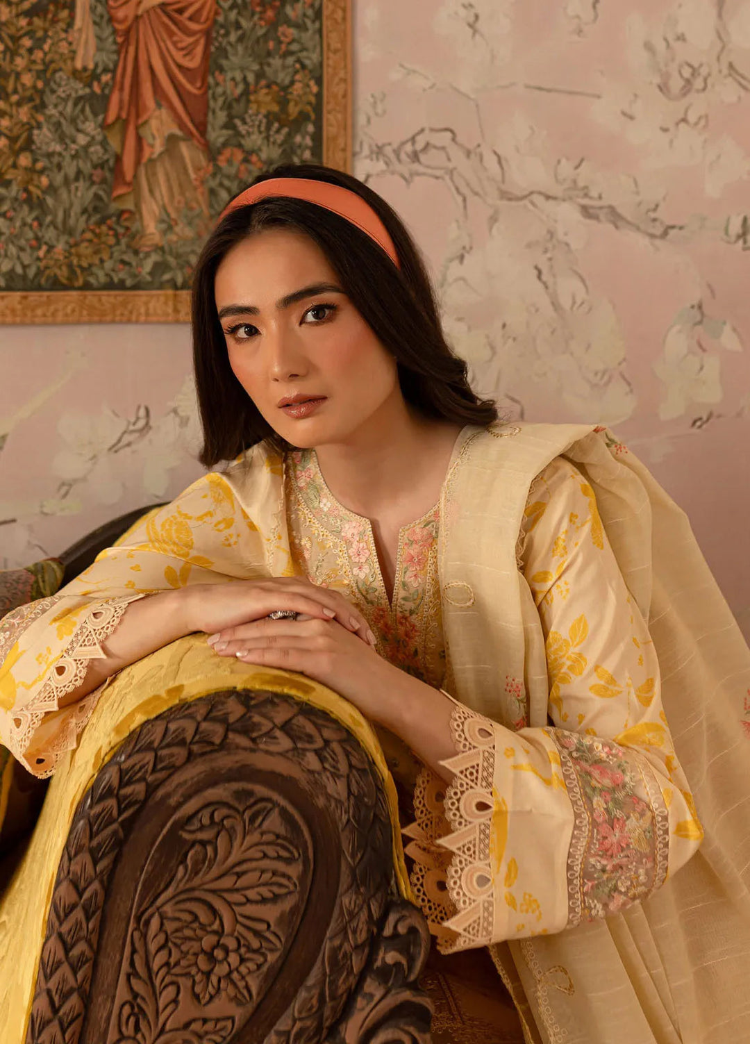 Leila by Mahnur Embroidered Lawn Suits Unstitched 3 Piece MN24LP D-03 Butter Cup - Summer Collection