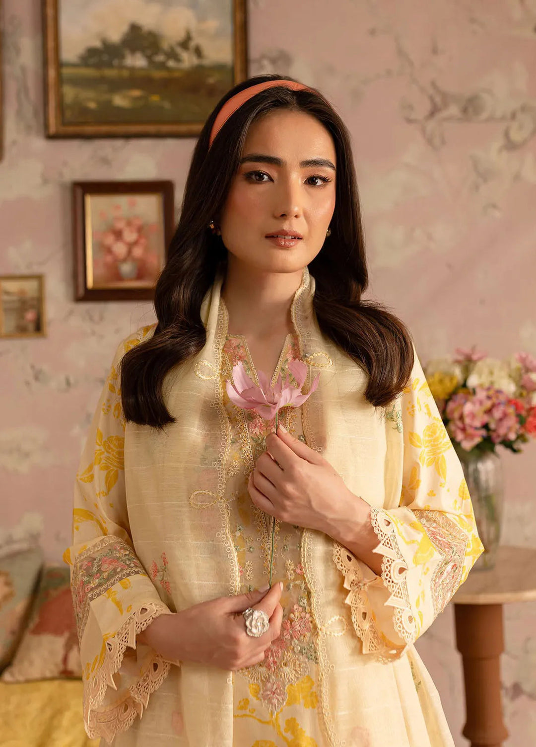 Leila by Mahnur Embroidered Lawn Suits Unstitched 3 Piece MN24LP D-03 Butter Cup - Summer Collection