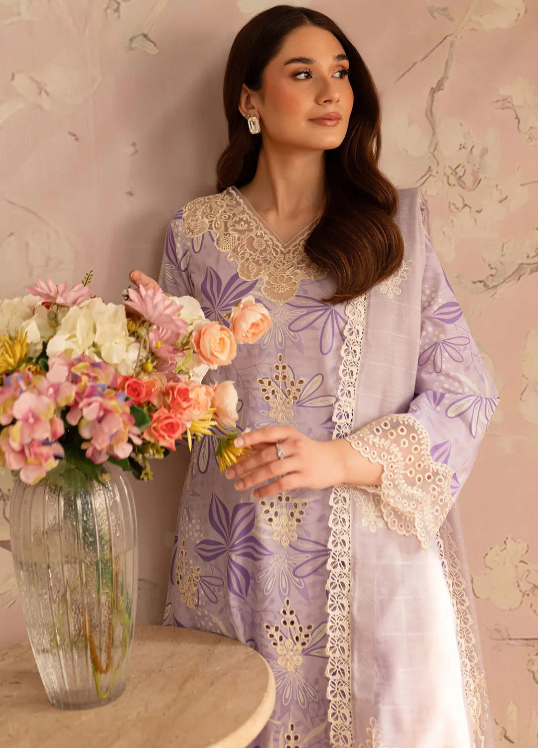 Leila by Mahnur Embroidered Lawn Suits Unstitched 3 Piece MN24LP D-04 Periwinkle - Summer Collection