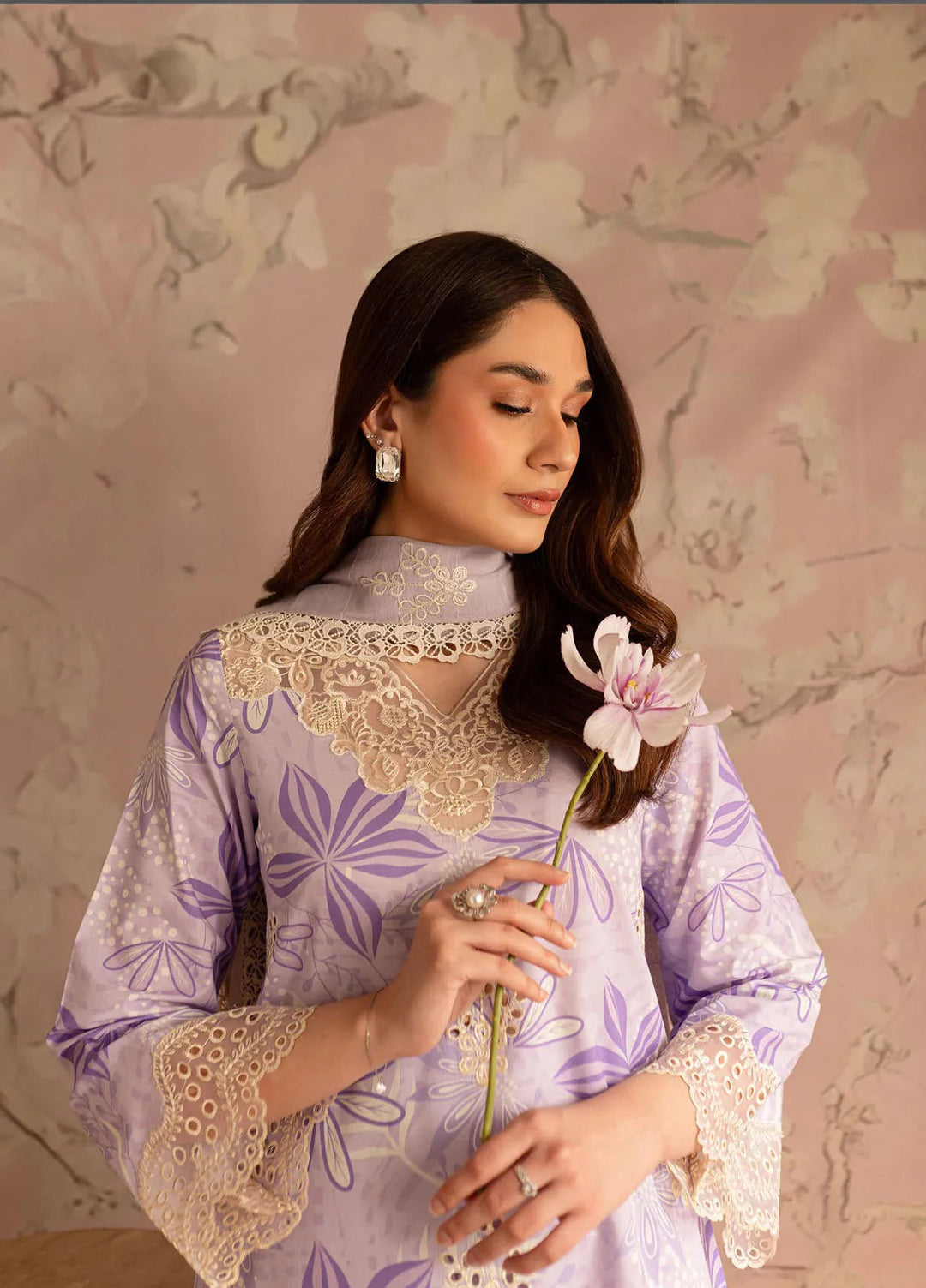 Leila by Mahnur Embroidered Lawn Suits Unstitched 3 Piece MN24LP D-04 Periwinkle - Summer Collection