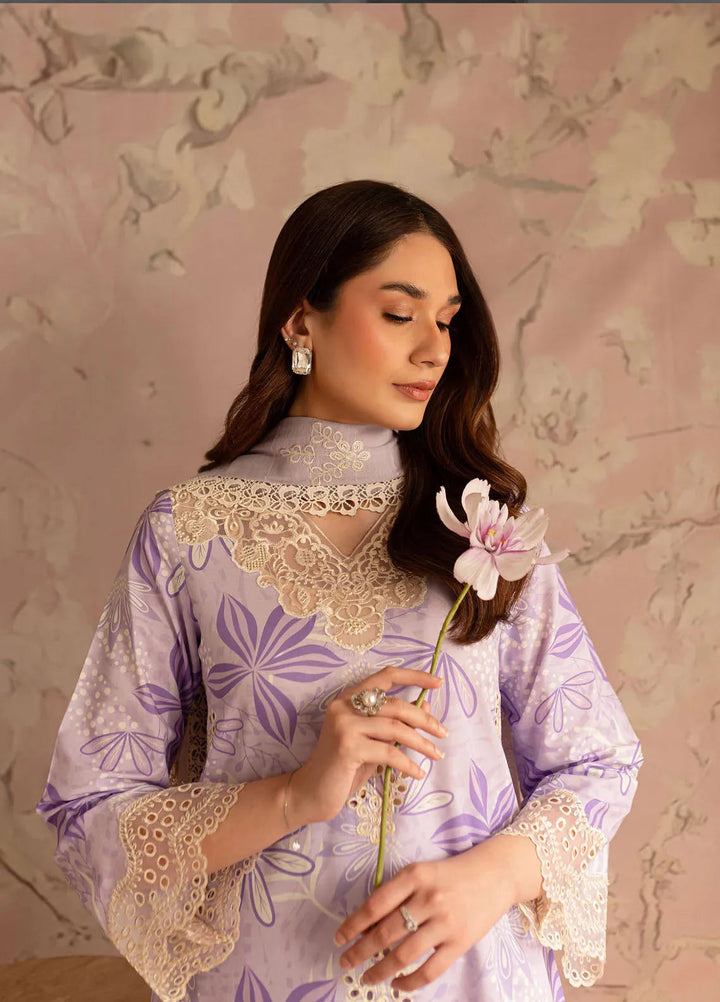 Leila by Mahnur Embroidered Lawn Suits Unstitched 3 Piece MN24LP D-04 Periwinkle - Summer Collection