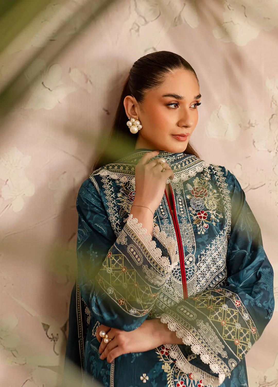 Leila by Mahnur Embroidered Lawn Suits Unstitched 3 Piece MN24LP D-11 Azurine - Summer Collection
