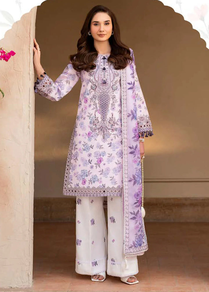 Levana by Alizeh Fashion Embroidered Lawn Suits Unstitched 3 Piece AFB25L D-7021 Lavy - Summer Collection