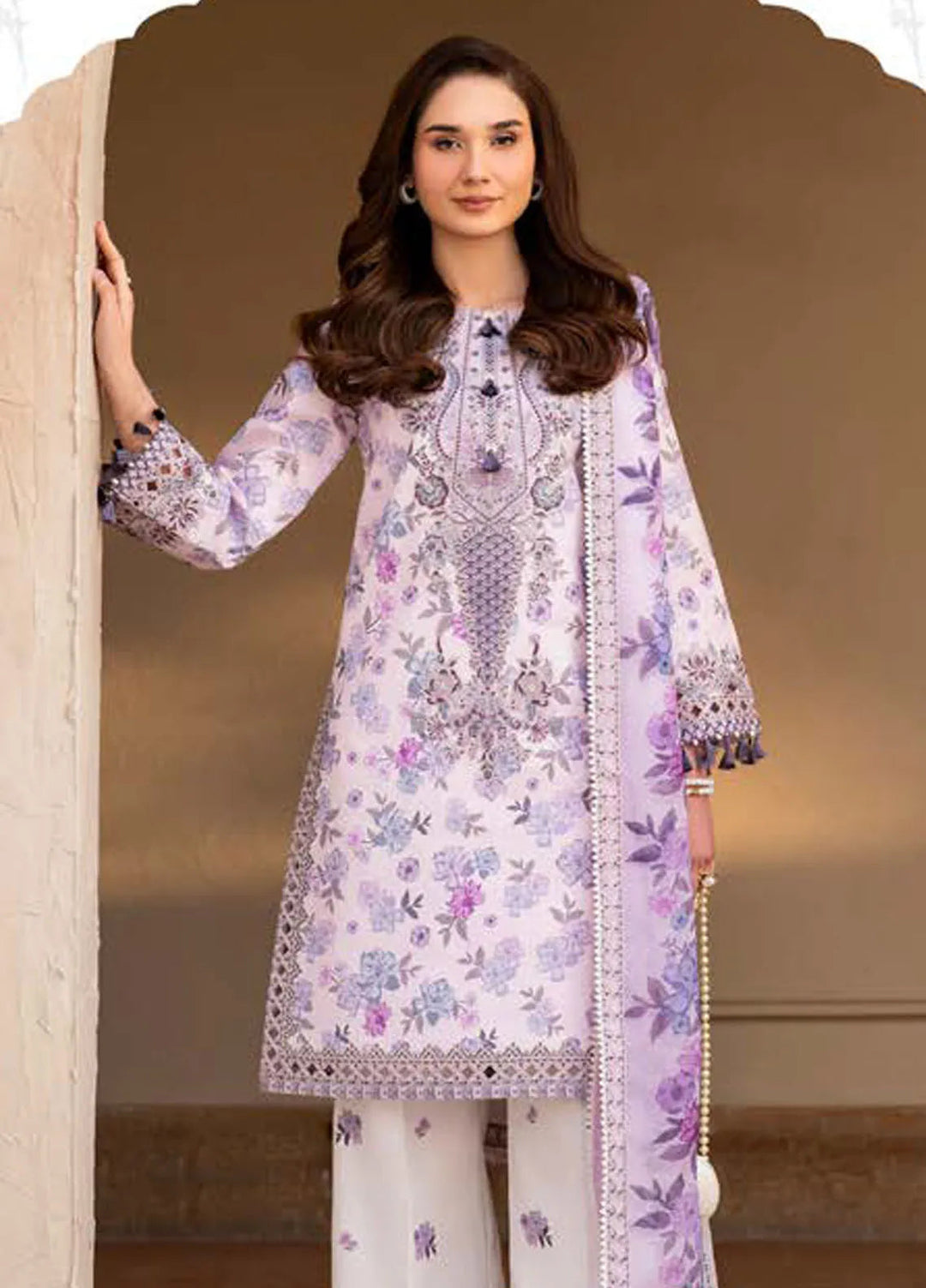 Levana by Alizeh Fashion Embroidered Lawn Suits Unstitched 3 Piece AFB25L D-7021 Lavy - Summer Collection