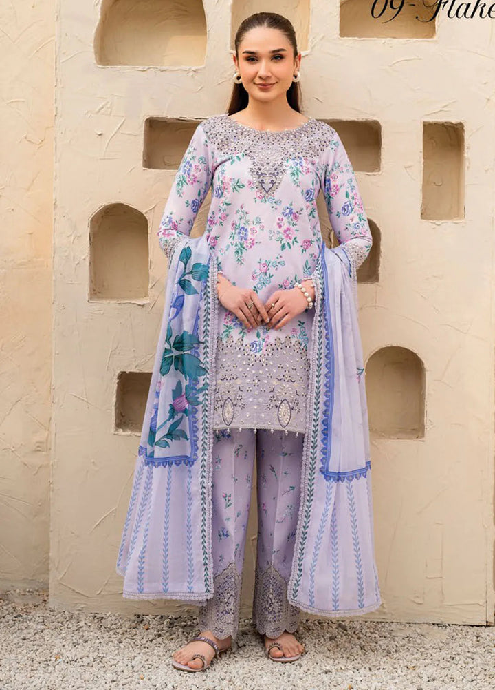 Levana by Alizeh Fashion Embroidered Lawn Suits Unstitched 3 Piece AFB25L D-7029 Flake - Summer Collection