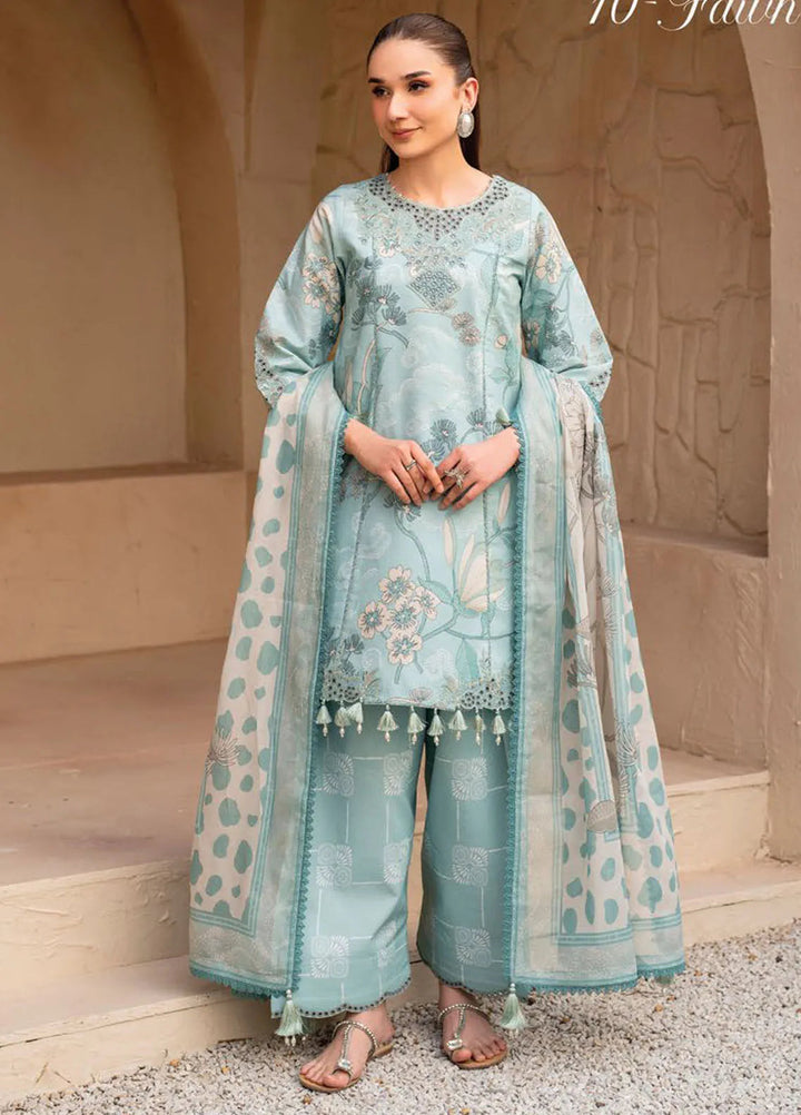 Levana by Alizeh Fashion Embroidered Lawn Suits Unstitched 3 Piece AFB25L D-7030 Fawn - Summer Collection