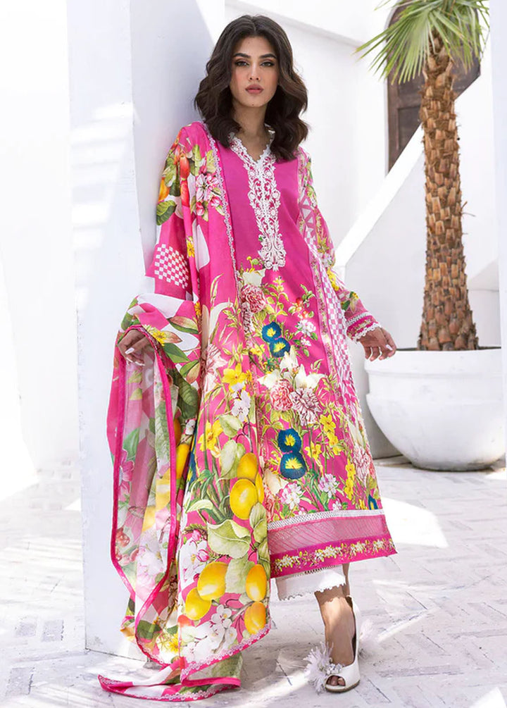 Leya by Roheenaz Embroidered Lawn Suits Unstitched 3 Piece RNZ24L RNZ-01A Coral Reef - Spring Summer Collection