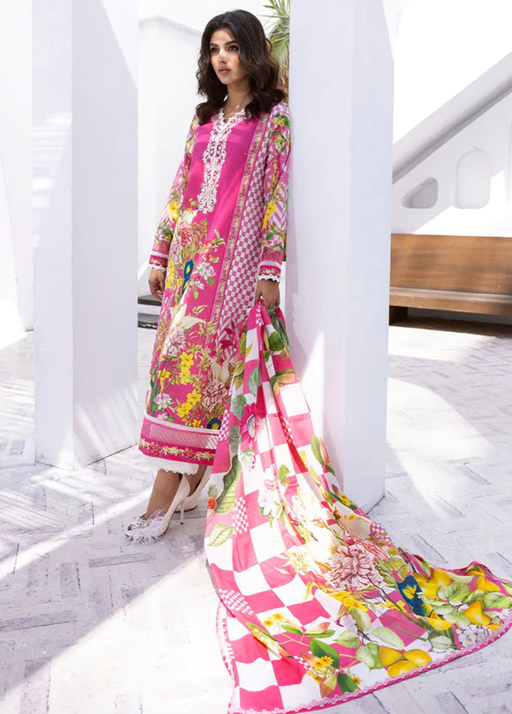 Leya by Roheenaz Embroidered Lawn Suits Unstitched 3 Piece RNZ24L RNZ-01A Coral Reef - Spring Summer Collection