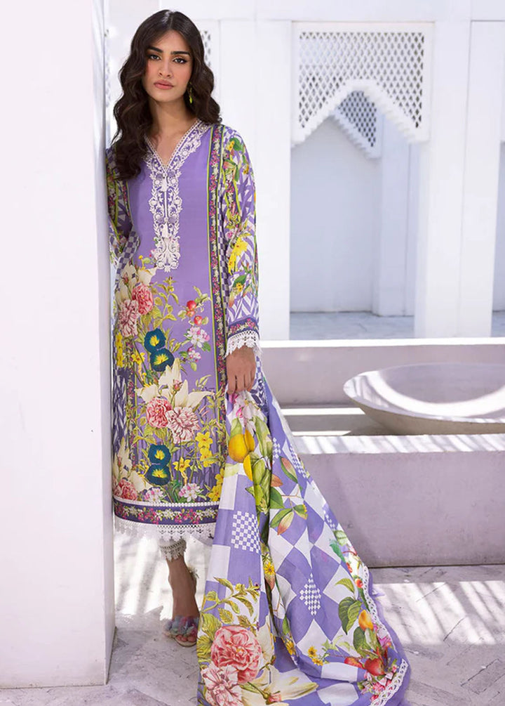 Leya by Roheenaz Embroidered Lawn Suits Unstitched 3 Piece RNZ24L RNZ-01B Hibiscus Bloom - Spring Summer Collection