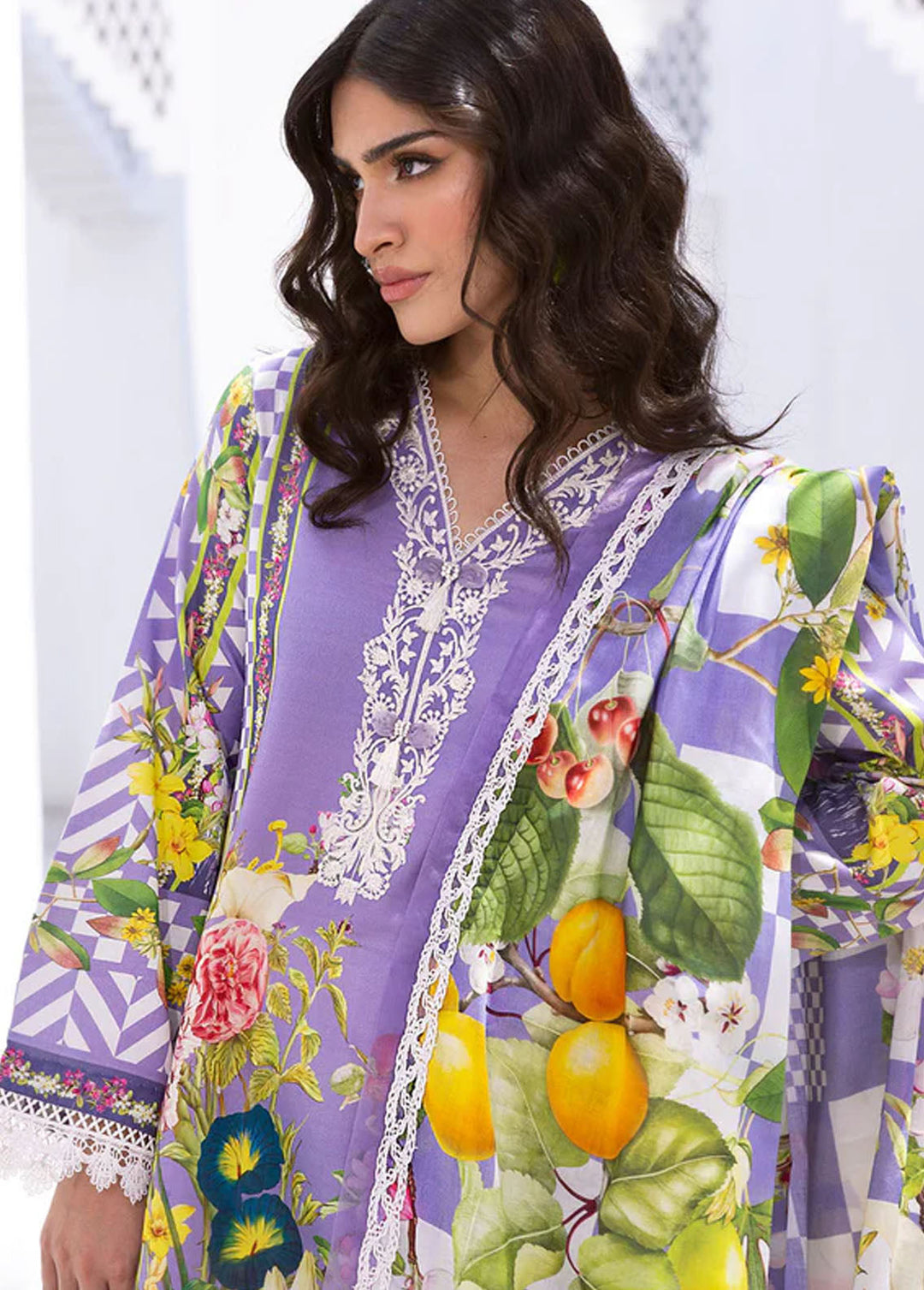 Leya by Roheenaz Embroidered Lawn Suits Unstitched 3 Piece RNZ24L RNZ-01B Hibiscus Bloom - Spring Summer Collection