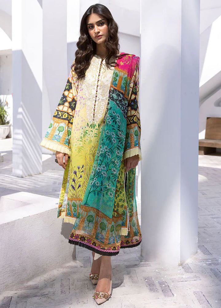 Leya by Roheenaz Embroidered Lawn Suits Unstitched 3 Piece RNZ24L RNZ-02A Seaside Serenade - Spring Summer Collection