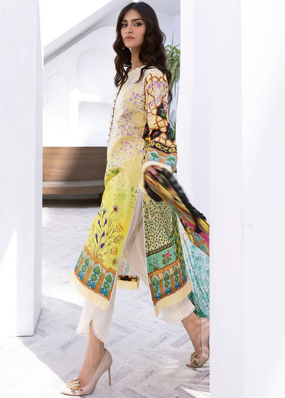 Leya by Roheenaz Embroidered Lawn Suits Unstitched 3 Piece RNZ24L RNZ-02A Seaside Serenade - Spring Summer Collection