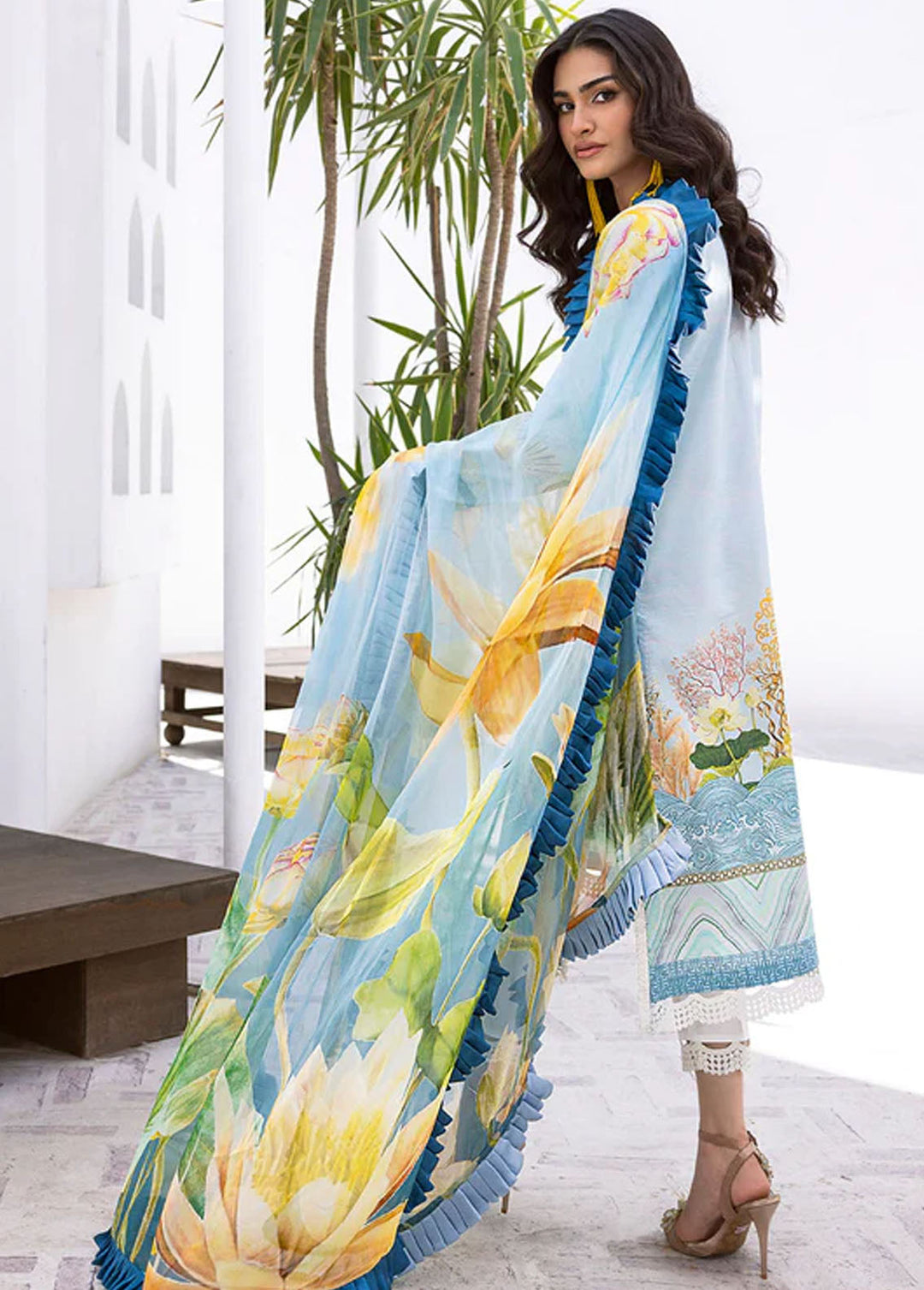 Leya by Roheenaz Embroidered Lawn Suits Unstitched 3 Piece RNZ24L RNZ-03B Ocean Breeze - Spring Summer Collection