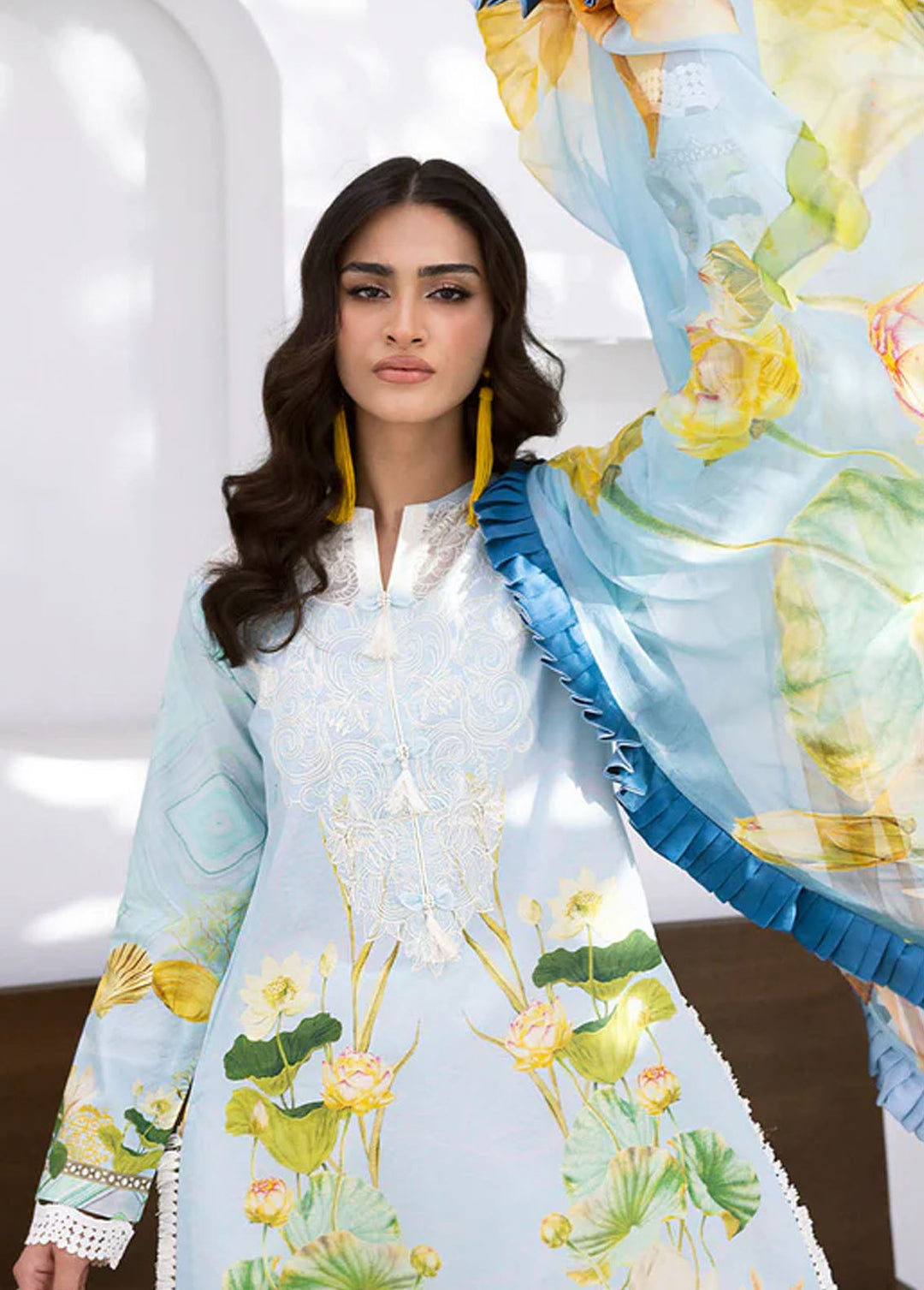 Leya by Roheenaz Embroidered Lawn Suits Unstitched 3 Piece RNZ24L RNZ-03B Ocean Breeze - Spring Summer Collection