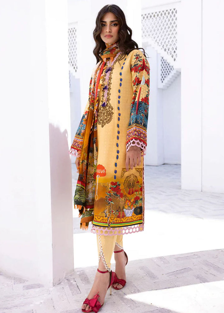 Leya by Roheenaz Embroidered Lawn Suits Unstitched 3 Piece RNZ24L RNZ-06A Mango Tango - Spring Summer Collection