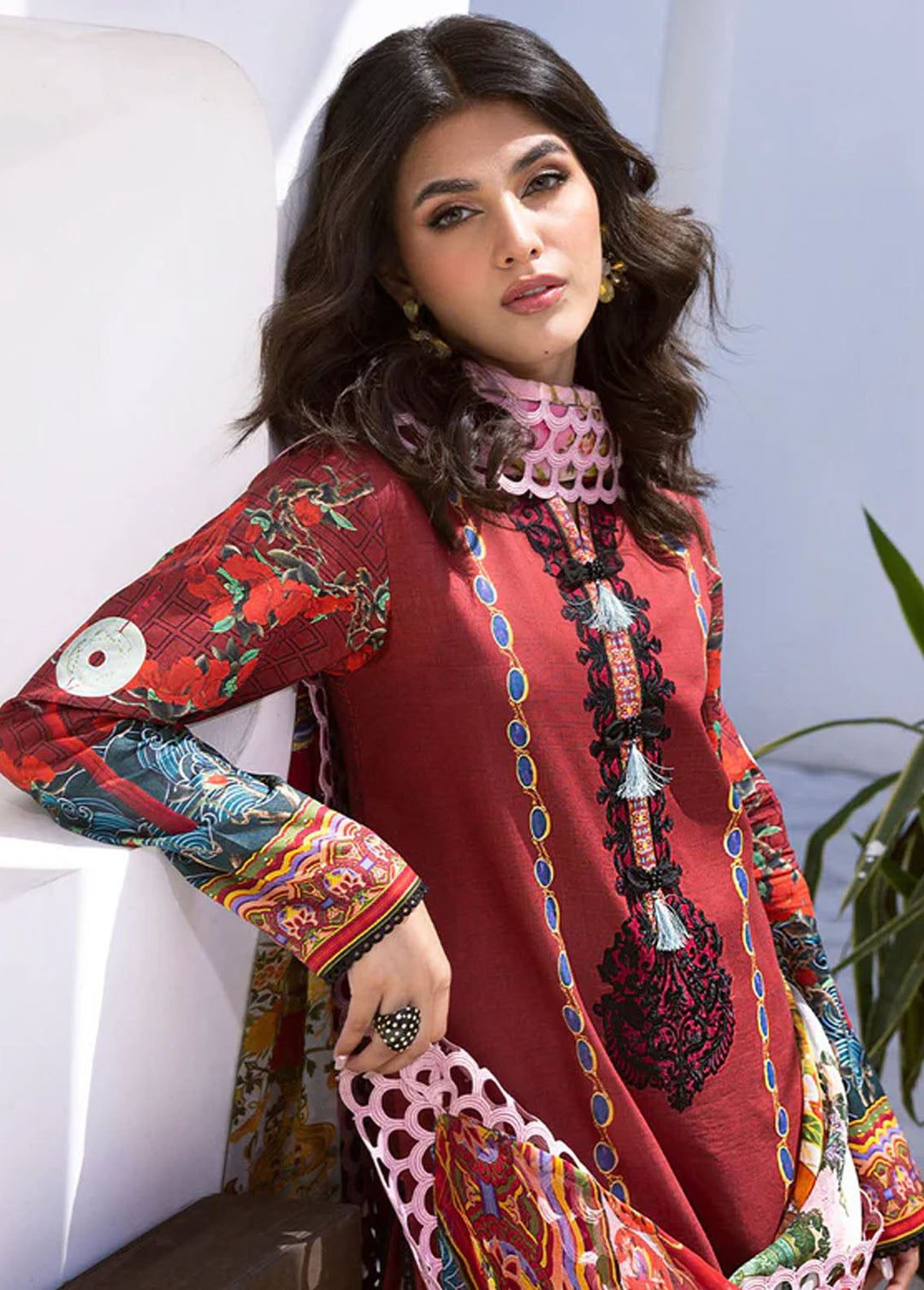Leya by Roheenaz Embroidered Lawn Suits Unstitched 3 Piece RNZ24L RNZ-06B Papaya Bliss - Spring Summer Collection