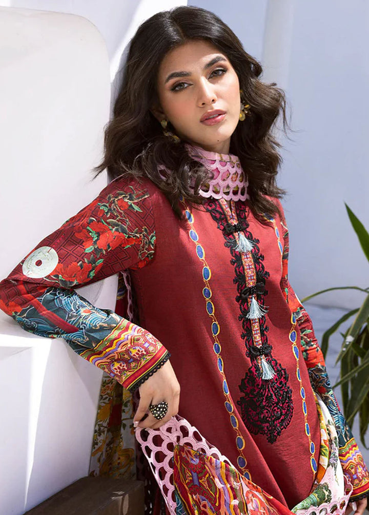 Leya by Roheenaz Embroidered Lawn Suits Unstitched 3 Piece RNZ24L RNZ-06B Papaya Bliss - Spring Summer Collection