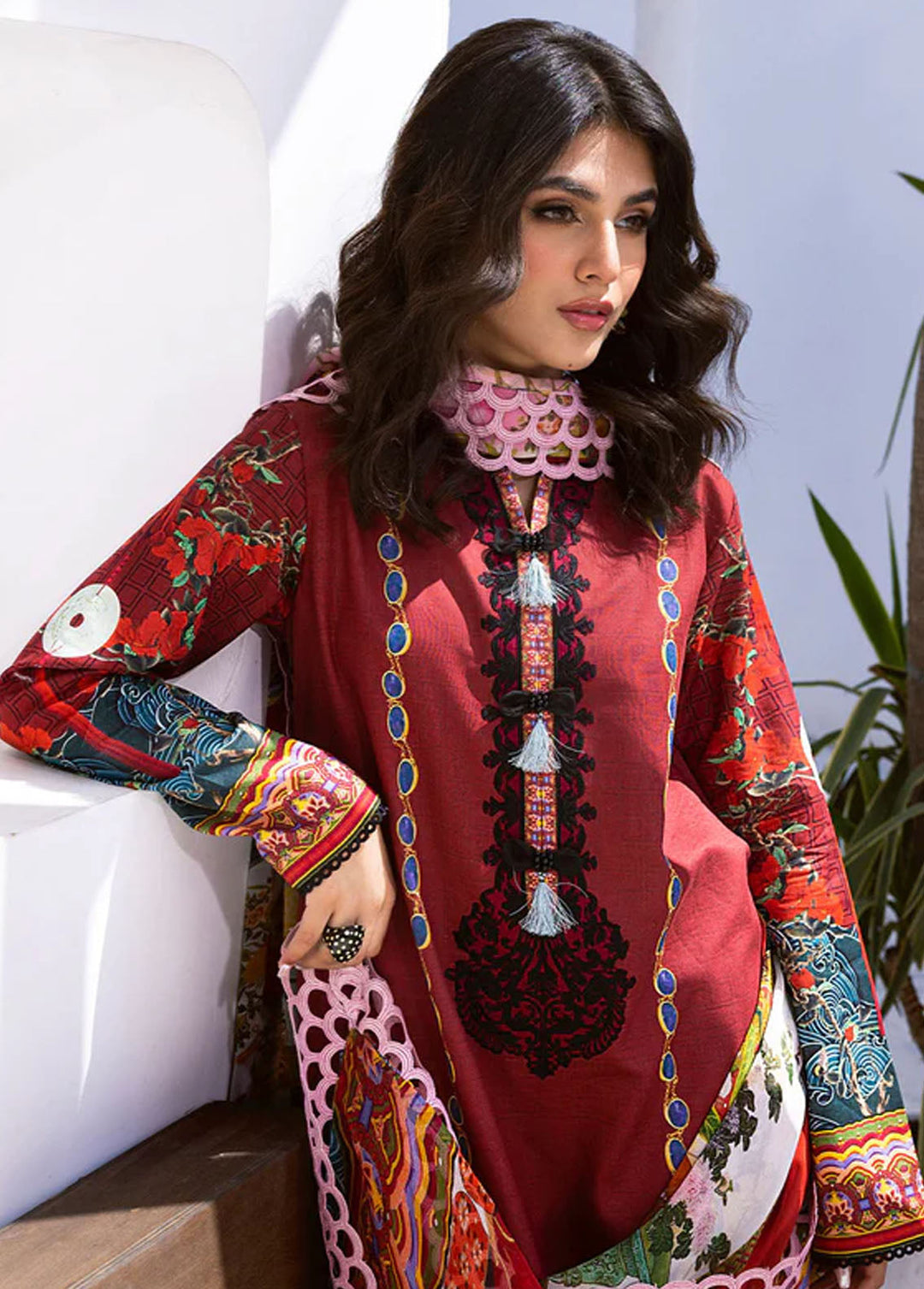 Leya by Roheenaz Embroidered Lawn Suits Unstitched 3 Piece RNZ24L RNZ-06B Papaya Bliss - Spring Summer Collection