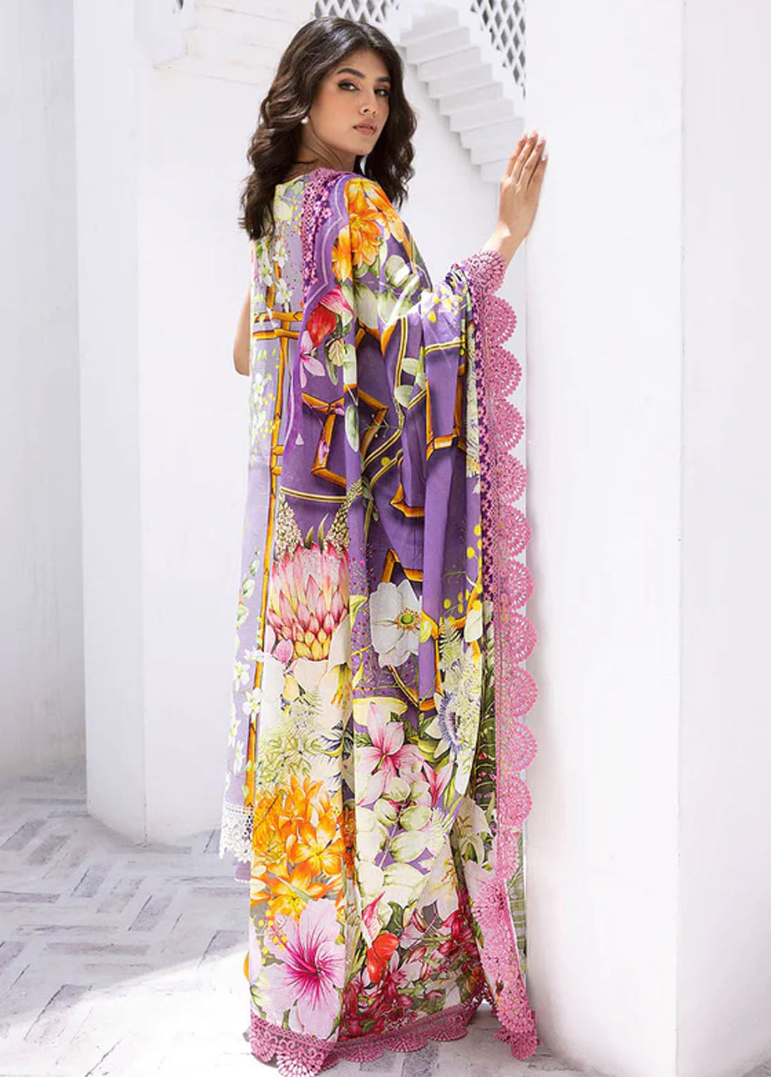Leya by Roheenaz Embroidered Lawn Suits Unstitched 3 Piece RNZ24L RNZ-07A Orchid Oasis - Spring Summer Collection