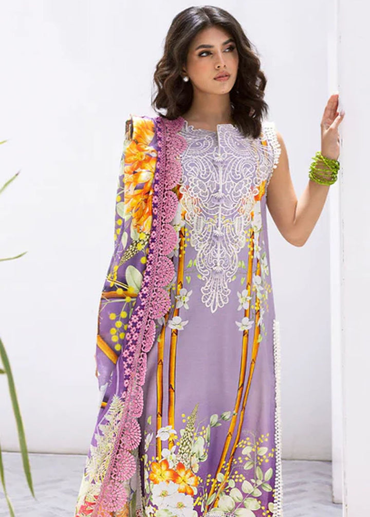 Leya by Roheenaz Embroidered Lawn Suits Unstitched 3 Piece RNZ24L RNZ-07A Orchid Oasis - Spring Summer Collection
