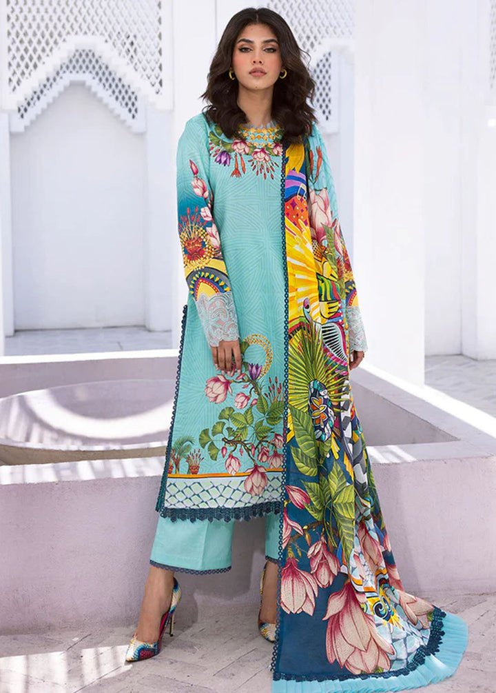 Leya by Roheenaz Embroidered Lawn Suits Unstitched 3 Piece RNZ24L RNZ-08B Parrot Paradise - Spring Summer Collection