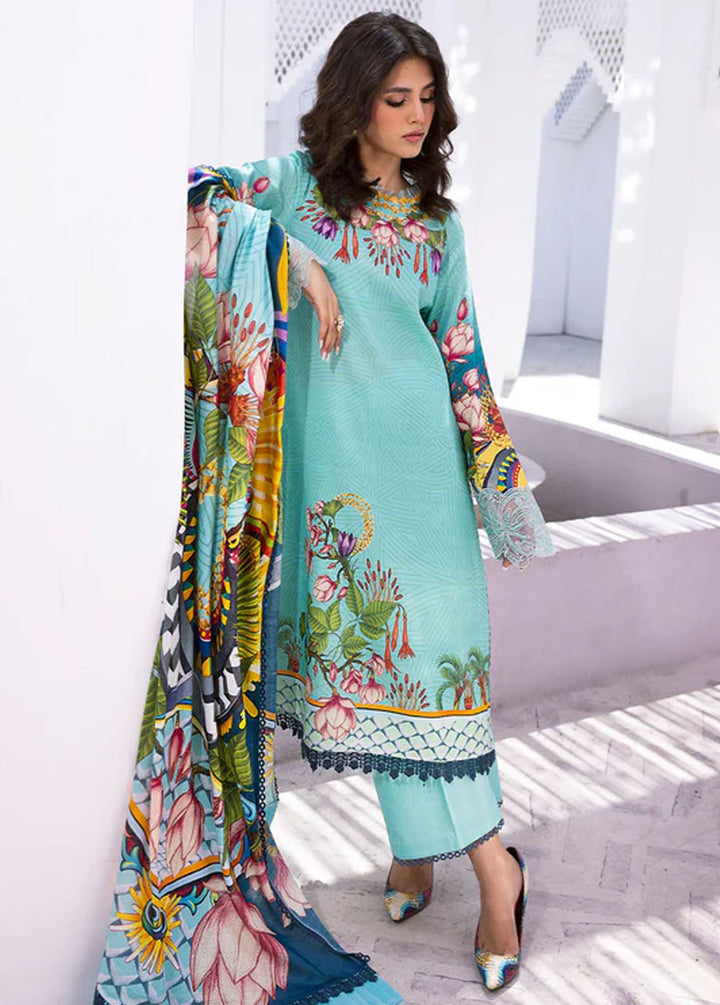 Leya by Roheenaz Embroidered Lawn Suits Unstitched 3 Piece RNZ24L RNZ-08B Parrot Paradise - Spring Summer Collection