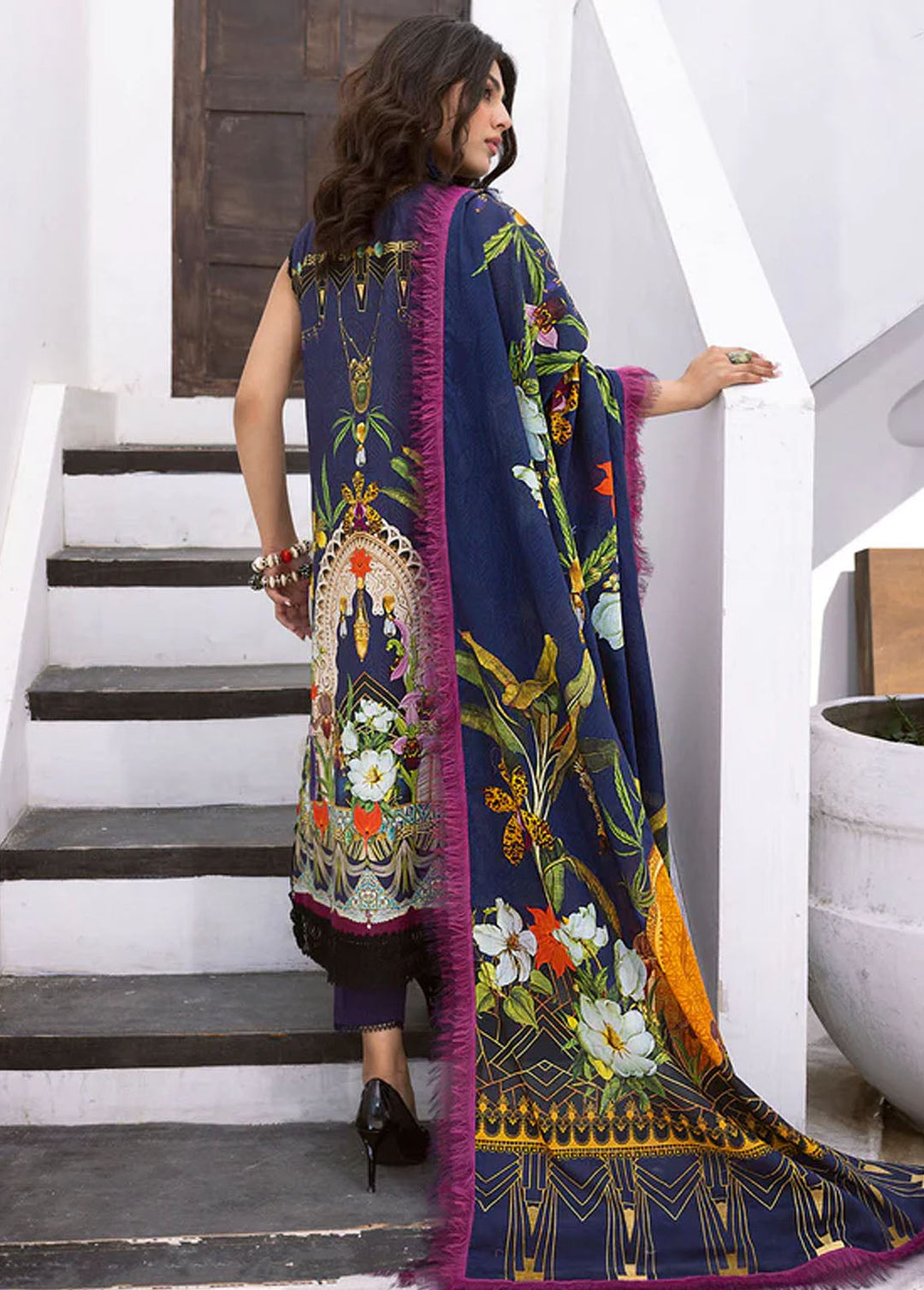 Leya by Roheenaz Embroidered Lawn Suits Unstitched 3 Piece RNZ24L RNZ-10A Wave Rider - Spring Summer Collection