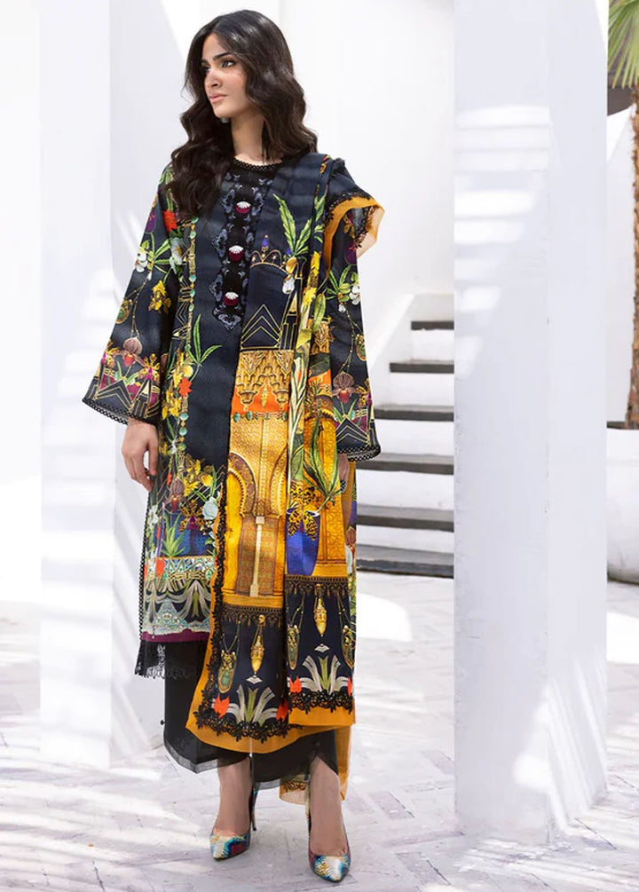 Leya by Roheenaz Embroidered Lawn Suits Unstitched 3 Piece RNZ24L RNZ-10B Palm Frond - Spring Summer Collection