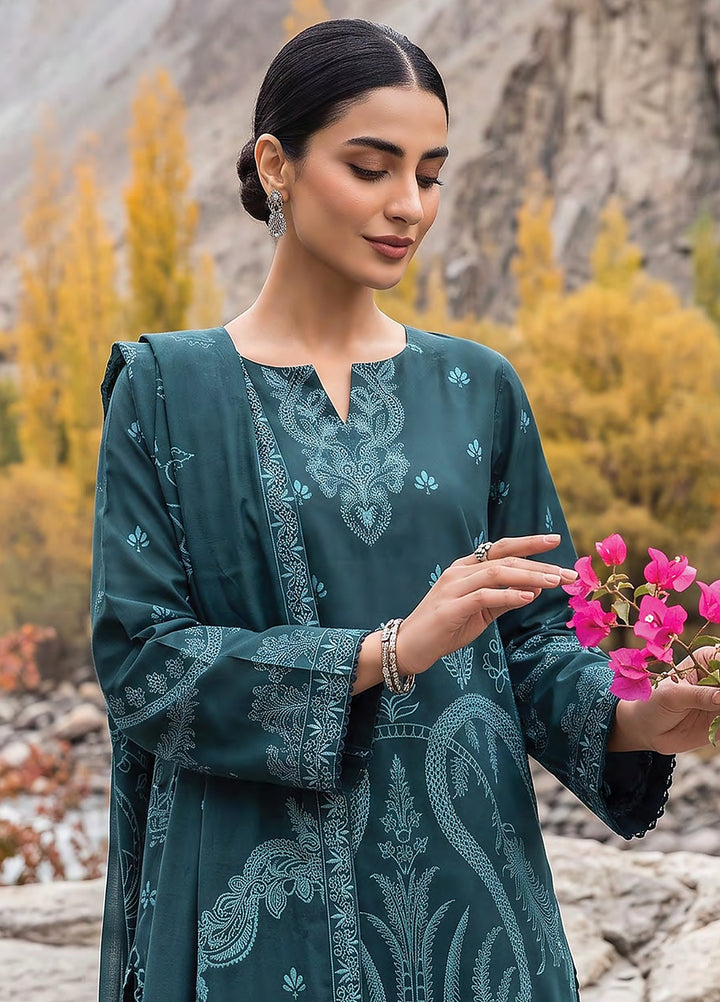 Lakhany Unstitched Printed Pashmina 3 Piece Suit LSM26UP LG-RK-0192-B - Casual Collection