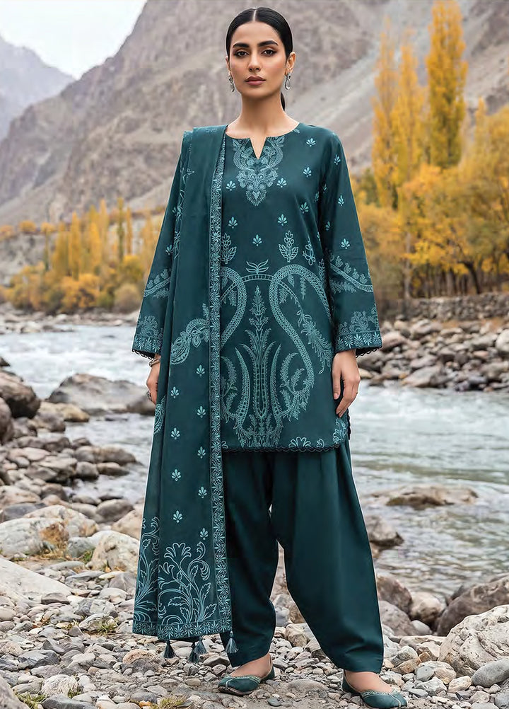 Lakhany Unstitched Printed Pashmina 3 Piece Suit LSM26UP LG-RK-0192-B - Casual Collection