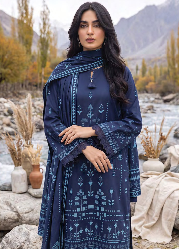 Lakhany Unstitched Printed Pashmina 3 Piece Suit LSM26UP LG-RL-0519-C - Casual Collection