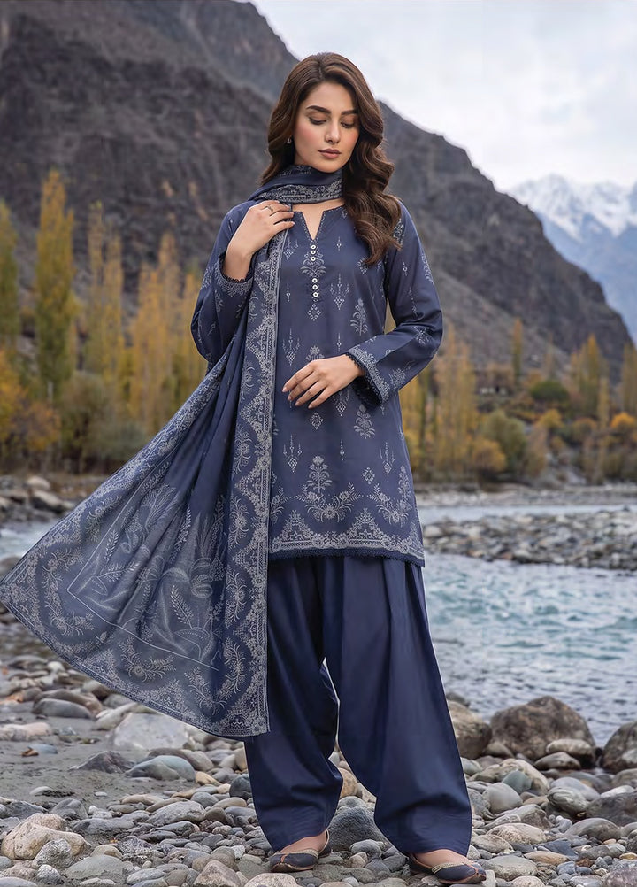 Lakhany Unstitched Printed Pashmina 3 Piece Suit LSM26UP LG-SG-0160-A - Casual Collection