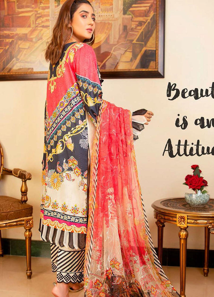 Libaas Embroidered Lawn Suits Unstitched 3 Piece LB21E 1B Florida - Eid Collection