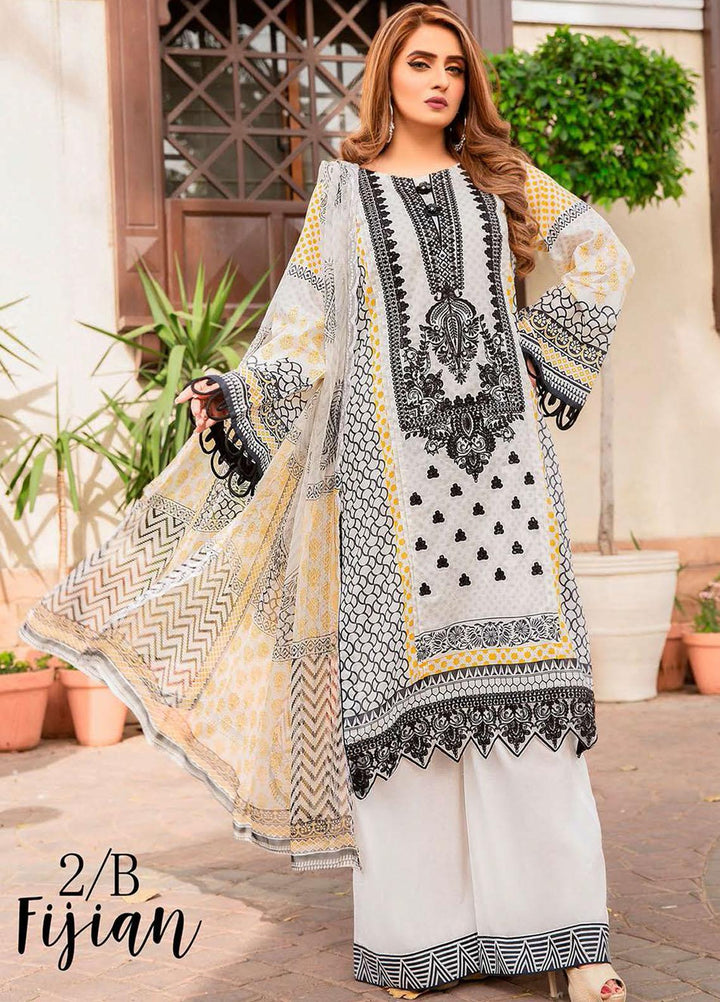Libaas Embroidered Lawn Suits Unstitched 3 Piece LB21E 2B Fijian - Eid Collection