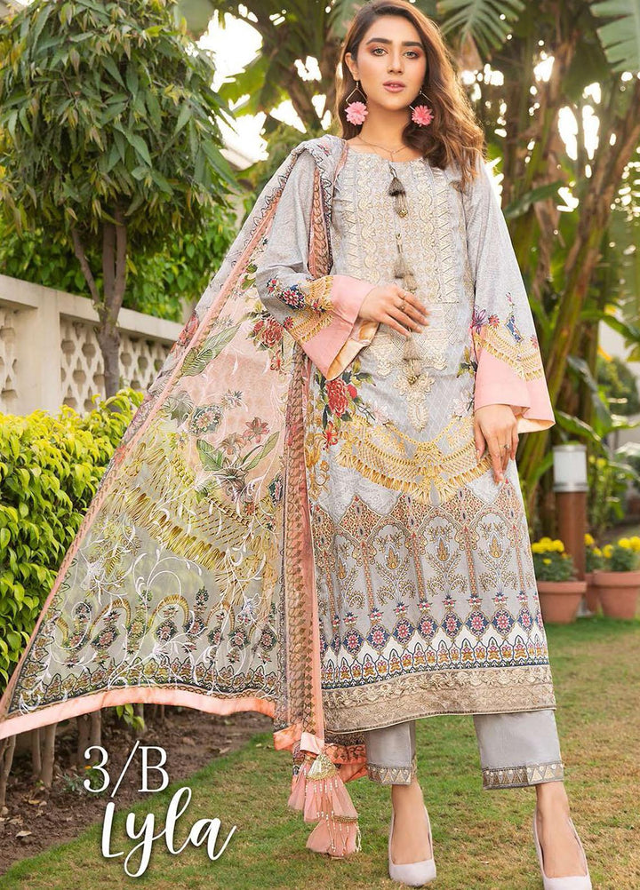 Libaas Embroidered Lawn Suits Unstitched 3 Piece LB21E 3B Lyla - Eid Collection