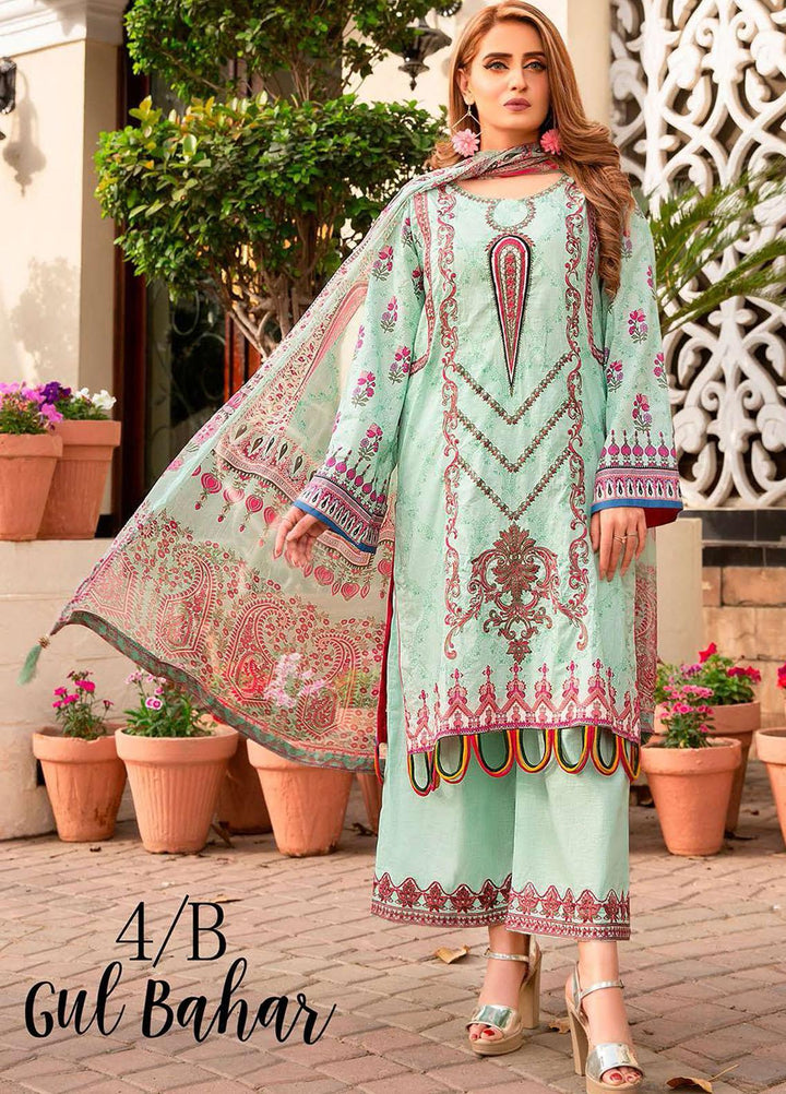 Libaas Embroidered Lawn Suits Unstitched 3 Piece LB21E 4B Gul Bahar - Eid Collection