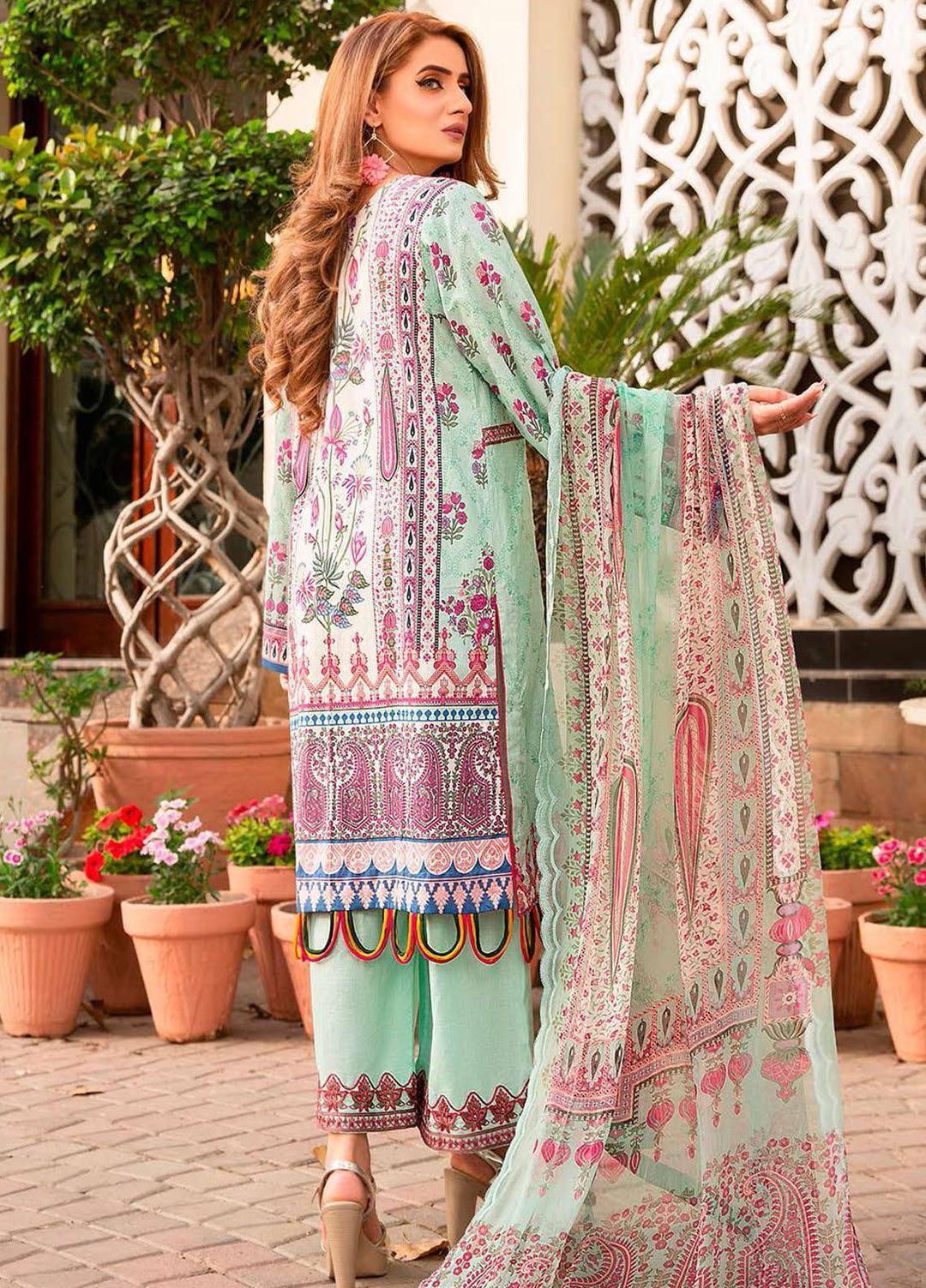 Libaas Embroidered Lawn Suits Unstitched 3 Piece LB21E 4B Gul Bahar - Eid Collection